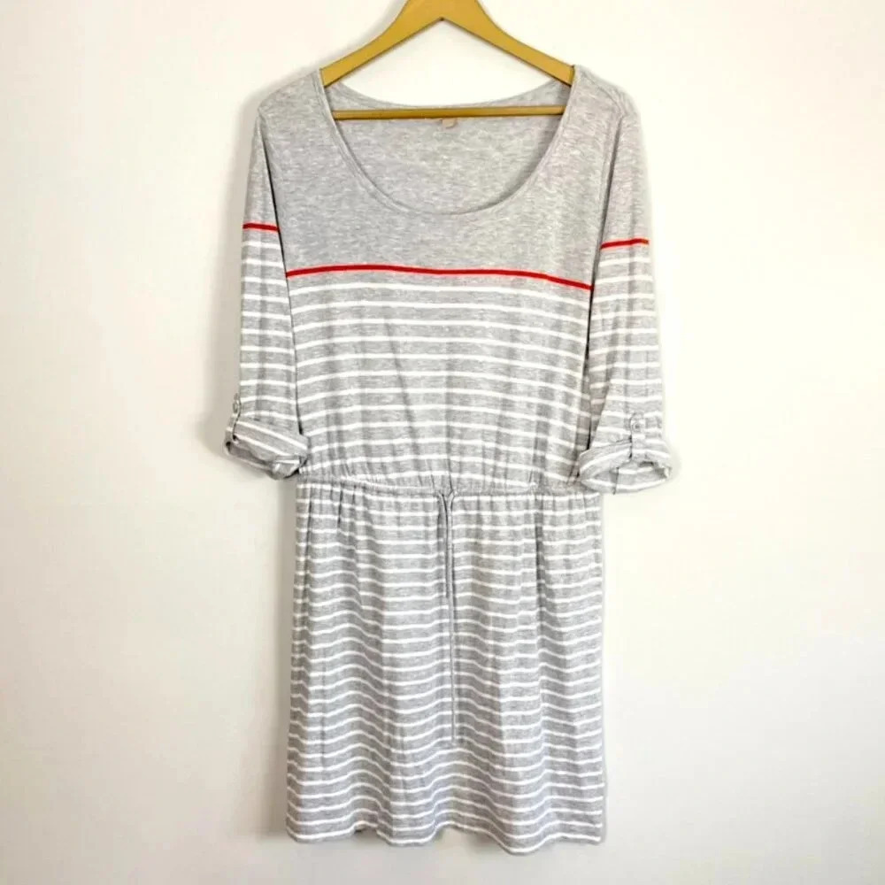 Banana Republic Gray and White Striped Dress
